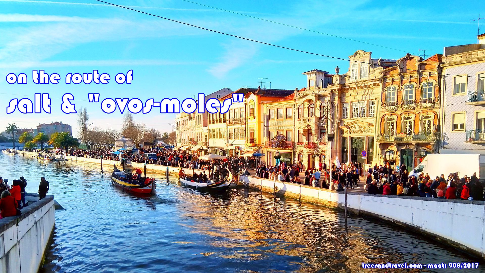 Aveiro Lagoon landscape with traditional Moliceiro boats